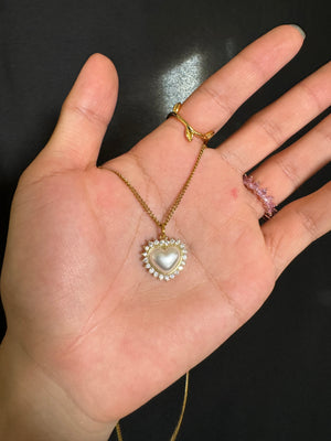 
                  
                    Pearl Crystal Heart Necklace
                  
                