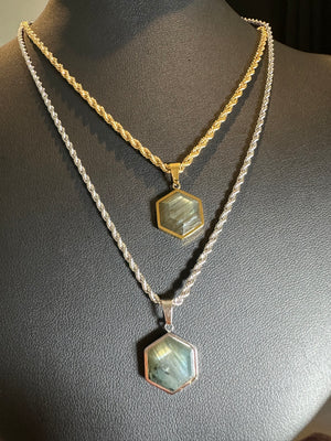 
                  
                    Labradorite Crystal Hexagon Rope Necklace
                  
                