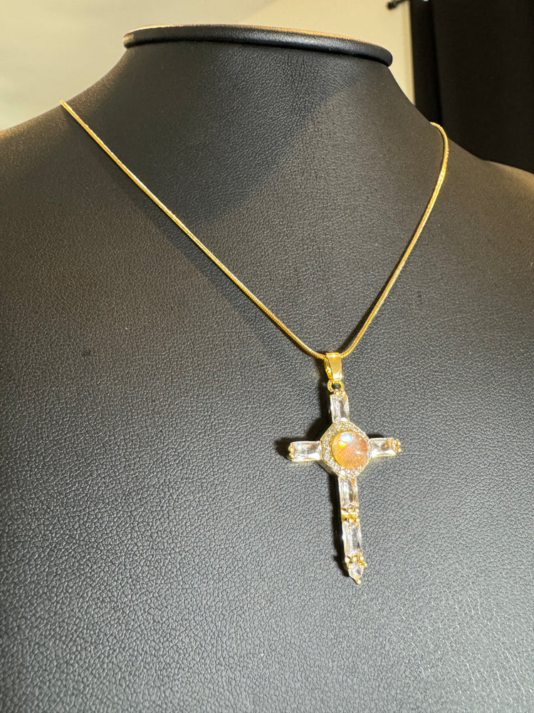 
                  
                    Crystal Moonstone Cross Necklace
                  
                