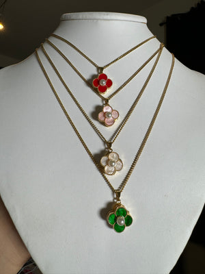 
                  
                    Pearl Clover Fan Necklace
                  
                