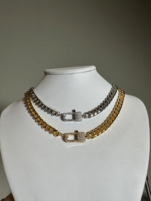 
                  
                    Iced Clasp Curb Necklace
                  
                